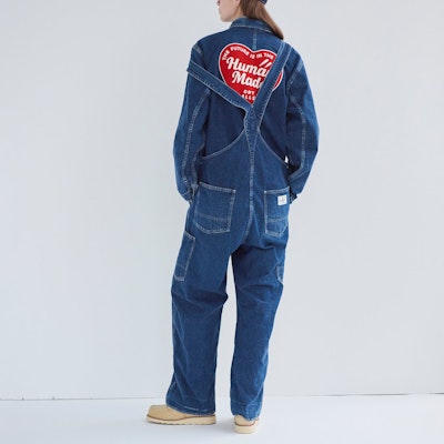 HUMAN MADE FW24 男女同款心形刺绣多口袋牛仔连体衣 靛蓝色。 HM28JK003 Purchase HUMAN MADE FW24 男女同款心形刺绣多口袋牛仔连体衣 靛蓝色。 HM28JK003