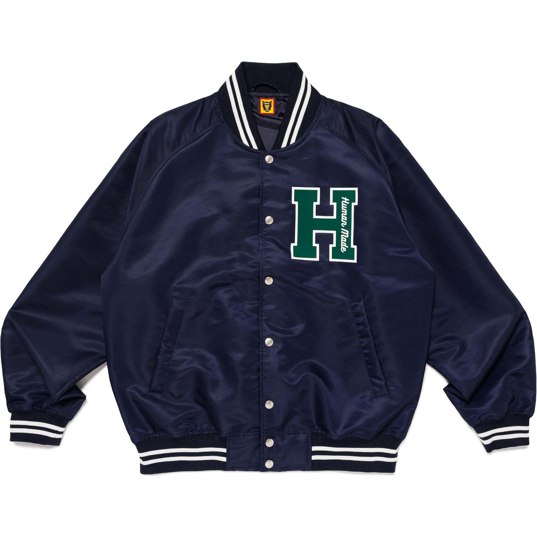 Order HUMAN MADE FW24 Unisex Jacket with 3D Letter Logo and Snap Button Closure. HM28JK008