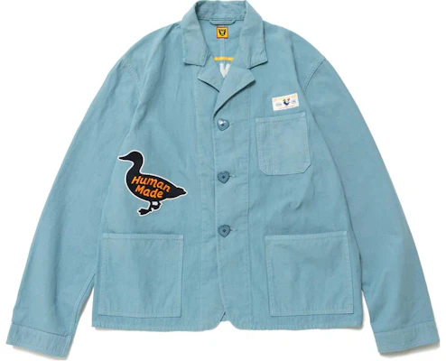 HUMAN MADE Graphic Print Button-Up Jacket Blue - HM25JK018 Order HUMAN MADE Graphic Print Button-Up Jacket Blue - HM25JK018