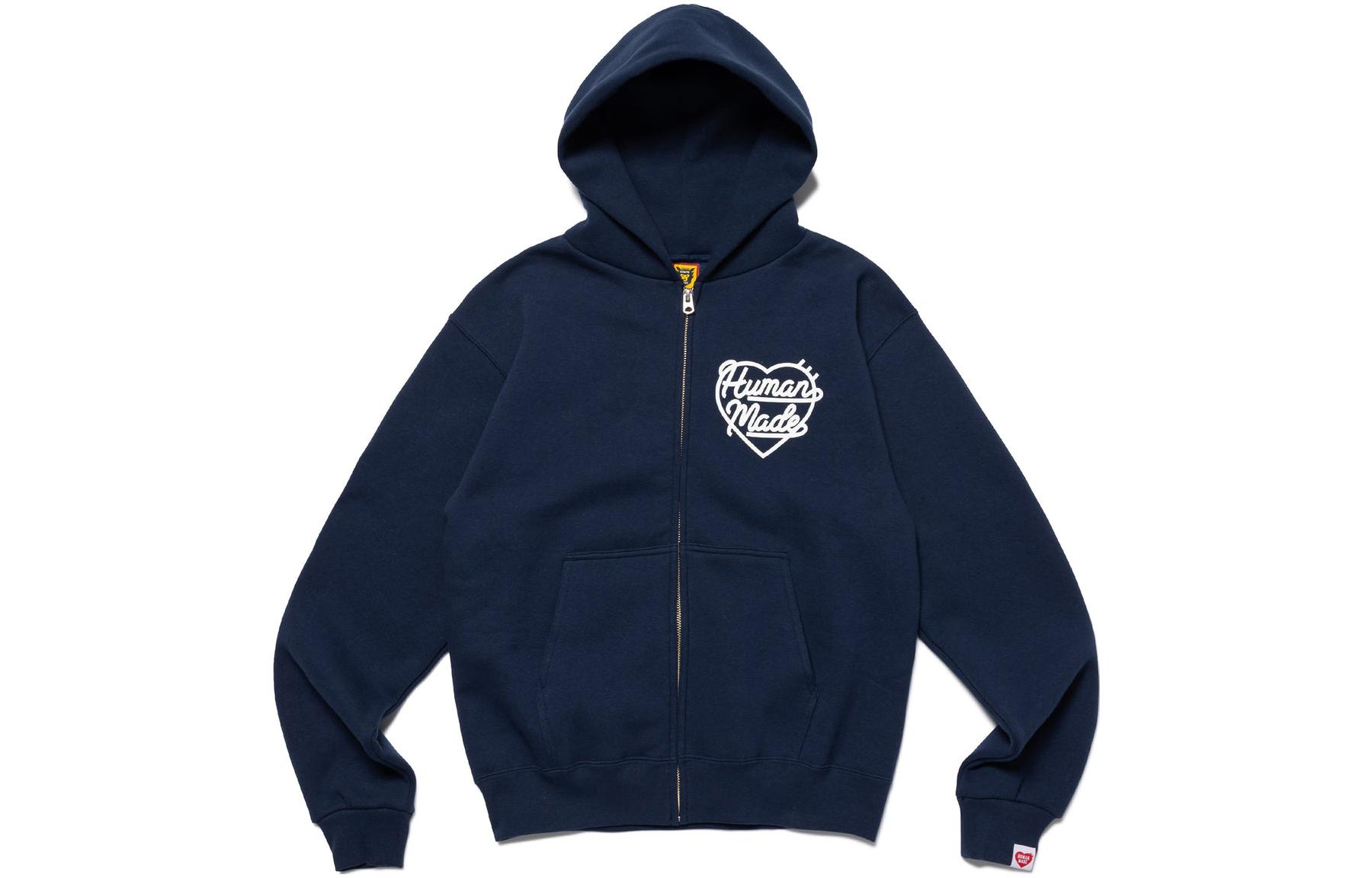 Buy HUMAN MADE Heart Logo Embroidered Zip Hoodie Unisex HM24CS042