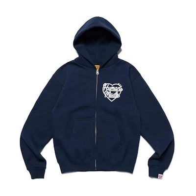 HUMAN MADE Heart Logo Embroidered Zip Hoodie Unisex HM24CS042