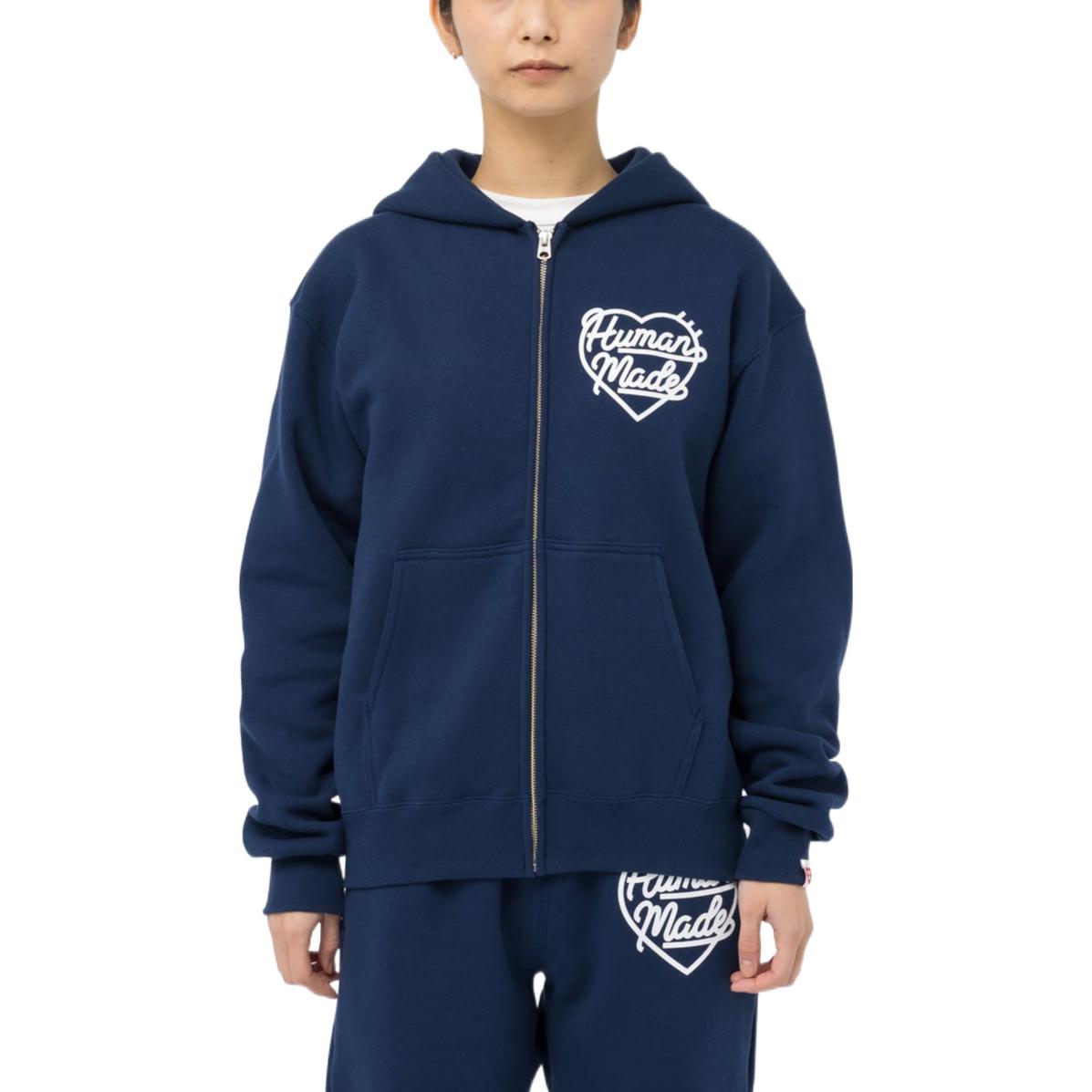 Shop HUMAN MADE Heart Logo Embroidered Zip Hoodie Unisex HM24CS042