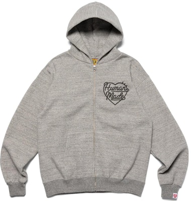 HUMAN MADE Heart Logo Embroidered Zip Hoodie Unisex HM24CS042 Cheap HUMAN MADE Heart Logo Embroidered Zip Hoodie Unisex HM24CS042