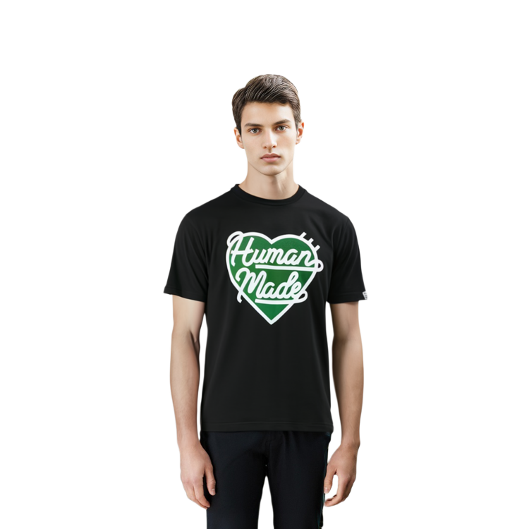Shop HUMAN MADE Heart Logo Graphic Black Crewneck T-Shirt HM23TE025-BLACK