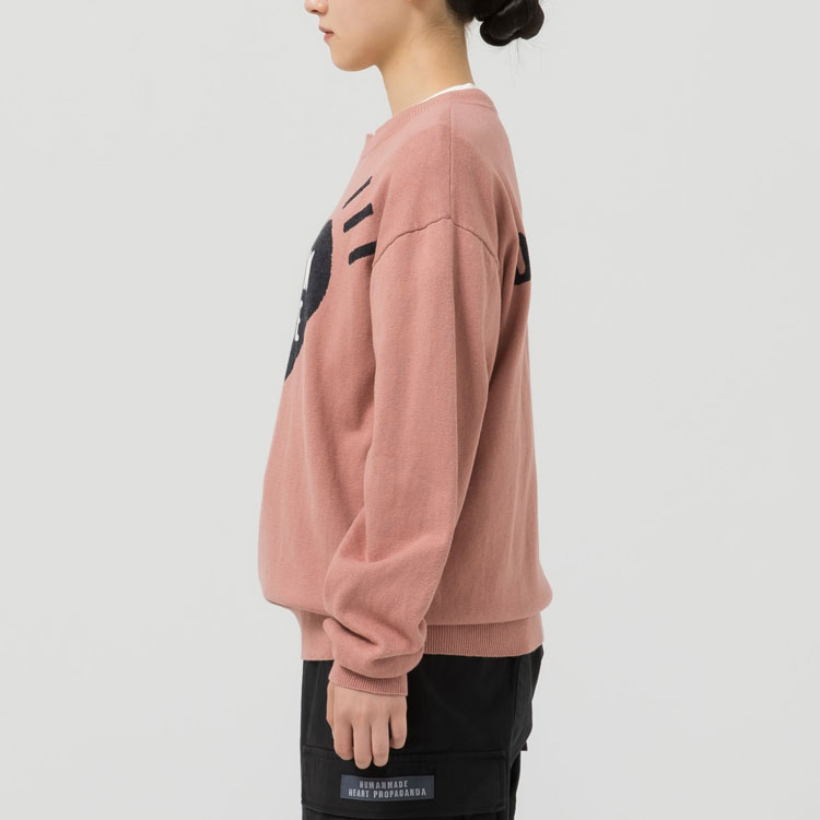 Shop HUMAN MADE 愛心標誌印花圓領毛衣 男女款 HM24CS032