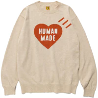 Sizing HUMAN MADE Baju Sweater Crewneck Uniseks Logo Hati. HM24CS032