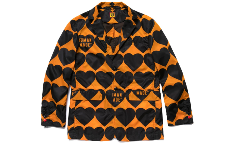 Human Made Heart Print Cuff Jacket Orange () HM19JK011