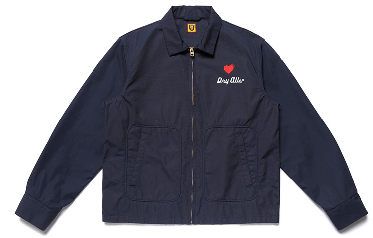 Human Made Letter Print Windbreaker Jacket Unisex Navy Blue HM19JK007