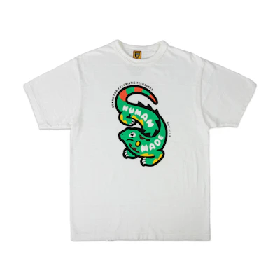 HUMAN MADE Lizard Print Crewneck Short Sleeve T-Shirt White Mens. HM23TE021-WHITE