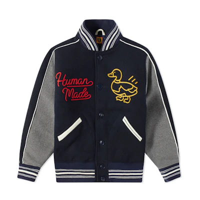 HUMAN MADE Logo Embroidered Baseball Jacket Black Men’s HM22JK012