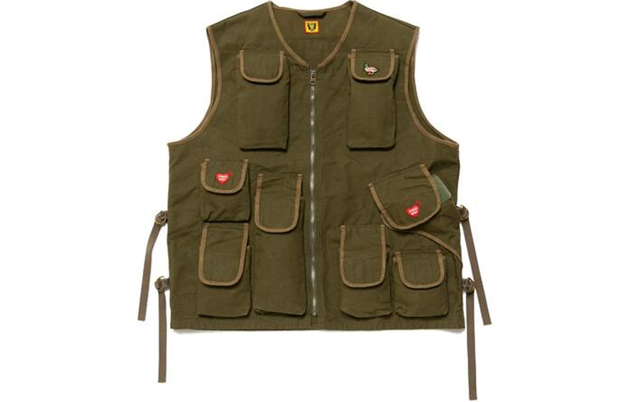 HUMAN MADE Multi-Pocket Fishing Vest Brown for Men. HM22JK001
