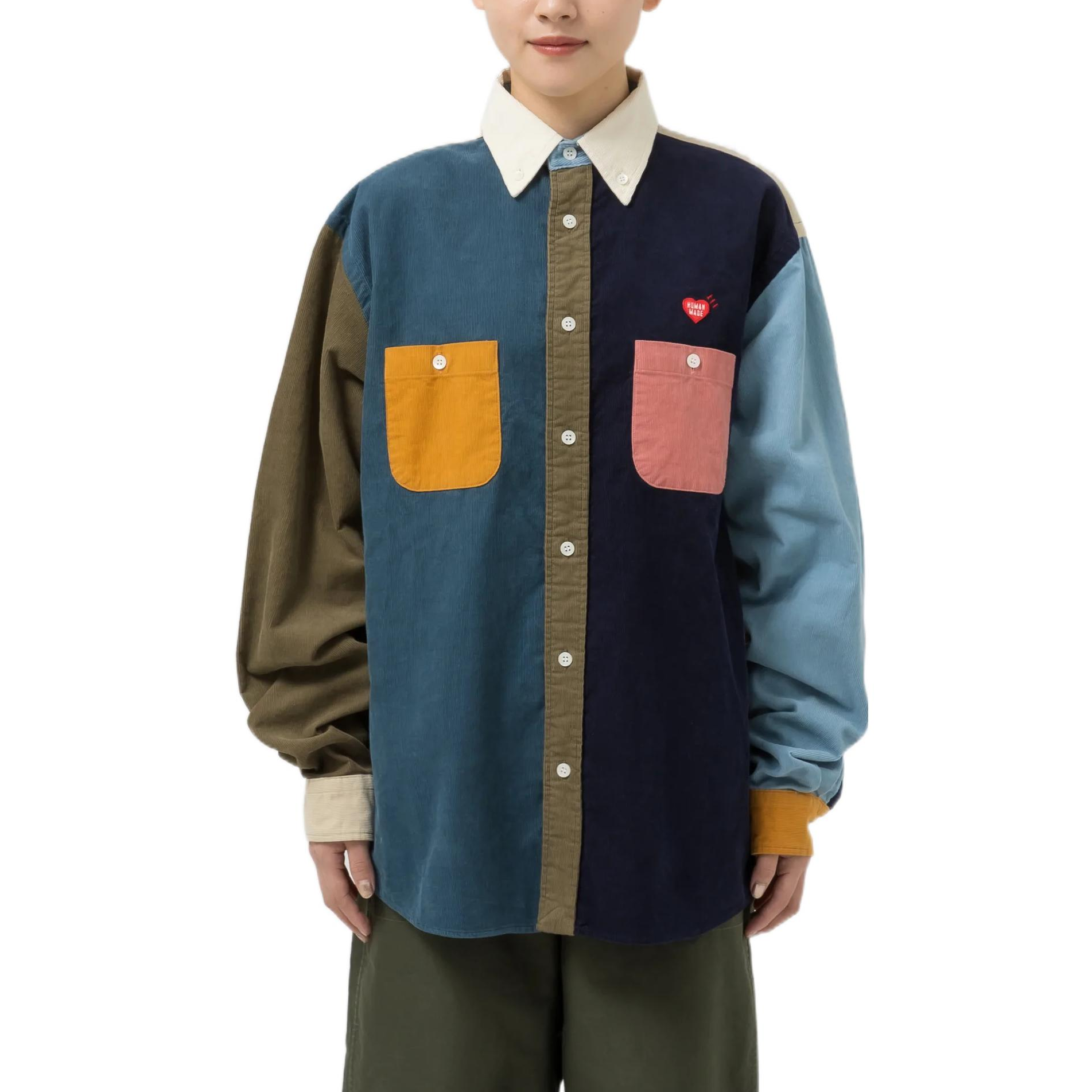 Shop ヒューマンメイド パッチワーク 長袖ボタンアップシャツ ユニセックス - マルチカラー HM24SH005