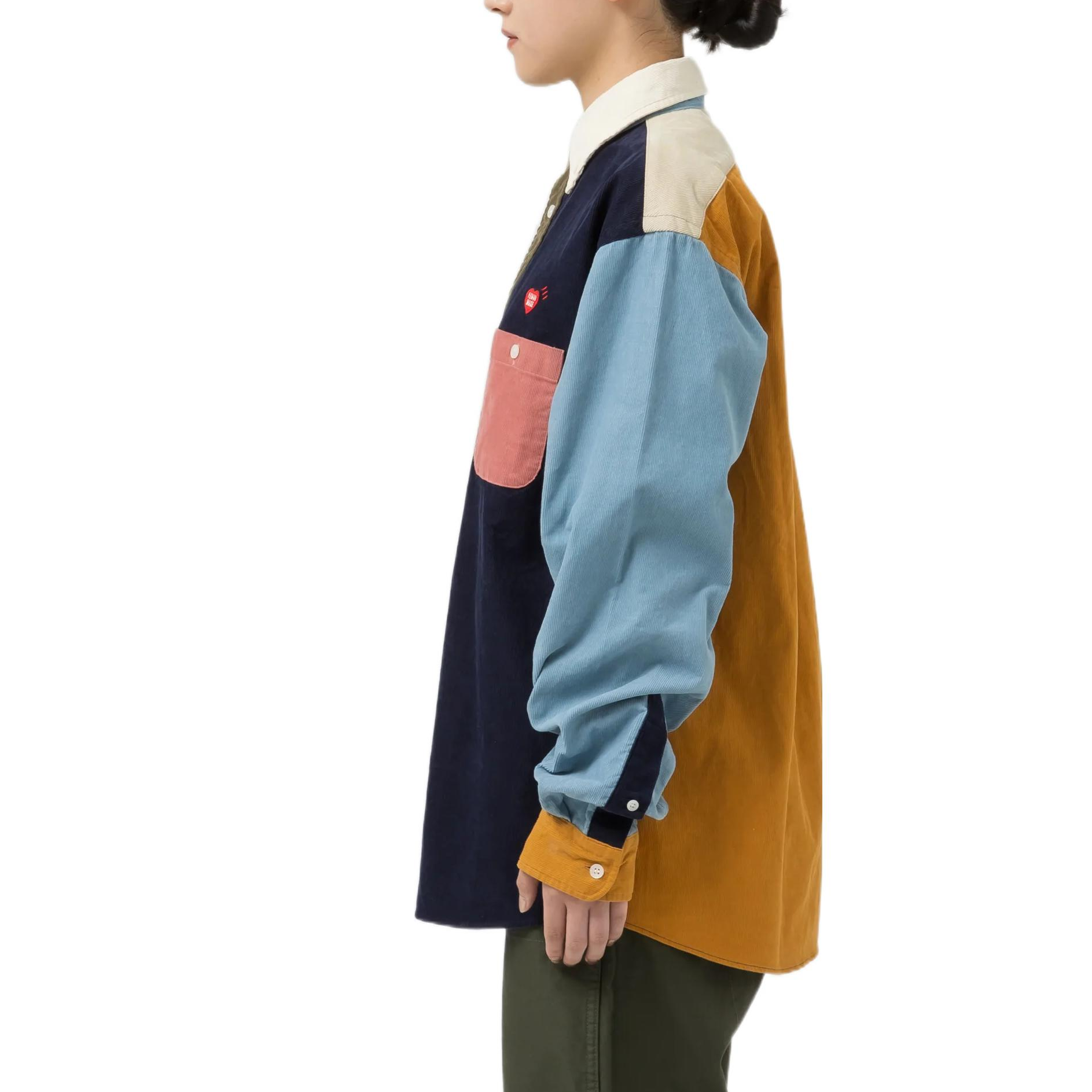 Details for ヒューマンメイド パッチワーク 長袖ボタンアップシャツ ユニセックス - マルチカラー HM24SH005