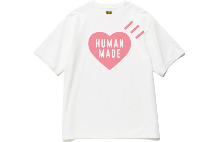 HUMAN MADE Pink Heart Logo Graphic Unisex Loose Fit Short Sleeve T-Shirt. HM25TE0520 圖 2