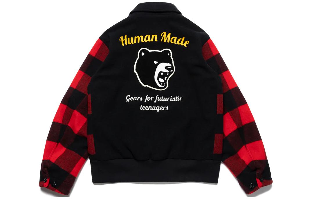 Details for HUMAN MADE 格纹拉链夹克卡通熊印花男女休闲外套 HM24JK019