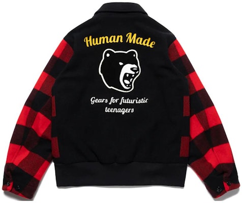 HUMAN MADE 格纹拉链夹克卡通熊印花男女休闲外套 HM24JK019 Details for HUMAN MADE 格纹拉链夹克卡通熊印花男女休闲外套 HM24JK019