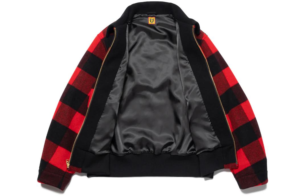 Sizing HUMAN MADE 格纹拉链夹克卡通熊印花男女休闲外套 HM24JK019