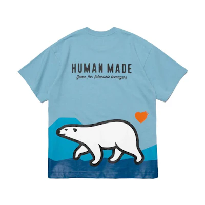 HUMAN MADE Polar Bear Logo Graphic Unisex Short Sleeve T-Shirt Camp Series. HM25CS034