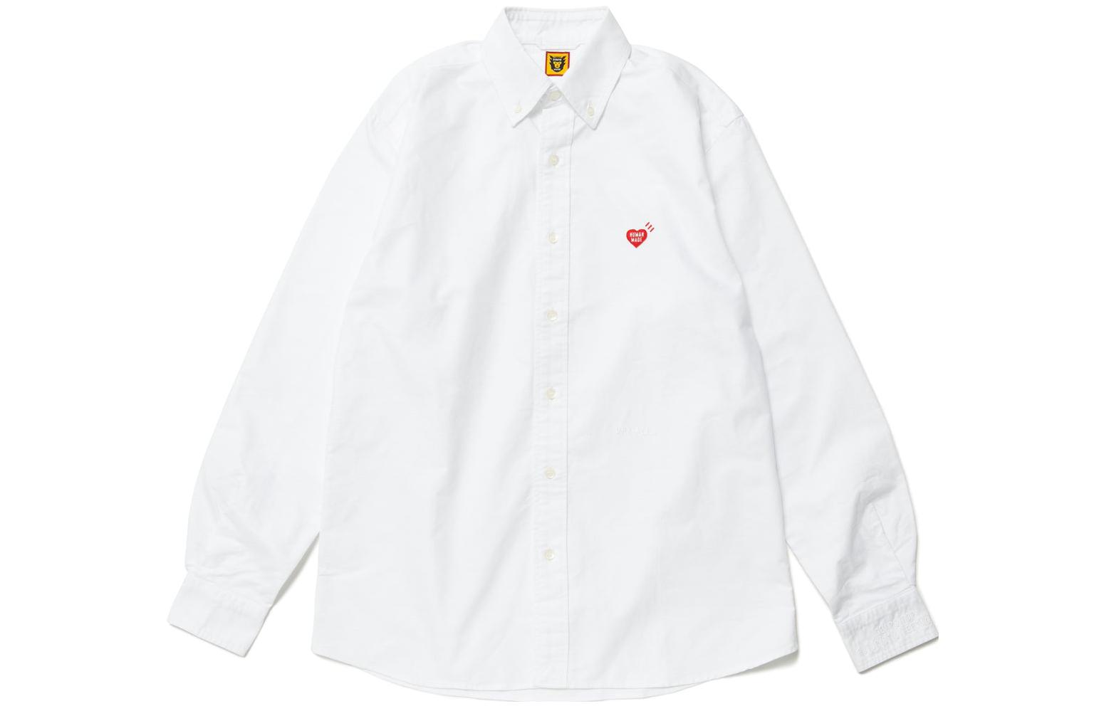 HUMAN MADE Solid Heart Logo Embroidered Oxford Long Sleeve Shirt Unisex HM25SH005