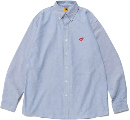 휴먼메이드 솔리드 하트 로고 자수 옥스포드 긴팔 셔츠 유니섹스 HM25SH005 Sizing 휴먼메이드 솔리드 하트 로고 자수 옥스포드 긴팔 셔츠 유니섹스 HM25SH005