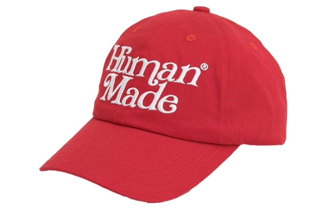 HUMAN MADE Solid Logo Embroidered Red Baseball Cap - Unisex Couple Style HM-017