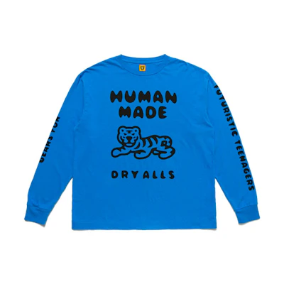 Human Made SS21 Blue Tiger Print Unisex Long Sleeve Crewneck Tee HM21CS018