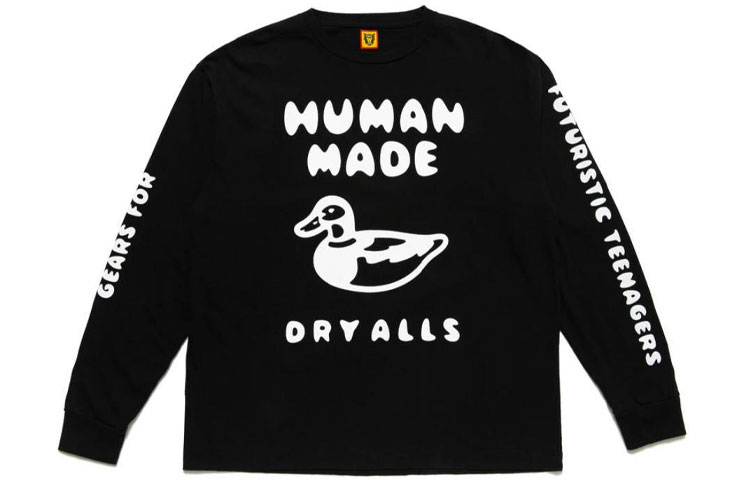 HUMAN MADE SS21 Duck Print Unisex Black Long Sleeve T-Shirt HM21CS017