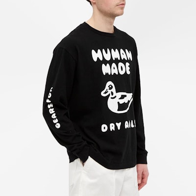 Camiseta Negra Manga Larga Unisex HUMAN MADE SS21 con Estampado de Pato. HM21CS017 Purchase Camiseta Negra Manga Larga Unisex HUMAN MADE SS21 con Estampado de Pato. HM21CS017