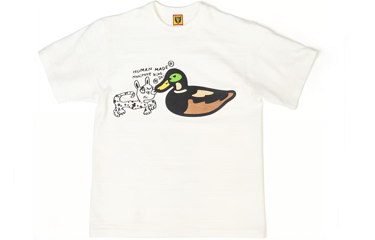 HUMAN MADE SS21 Green Duck Graffiti Unisex White T-Shirt. XX20TE002