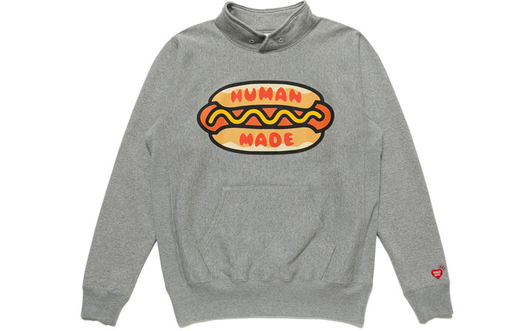 Human Made SS21 Hot Dog Logo High-Neck Sweatshirt Unisex Grey HM21CS003