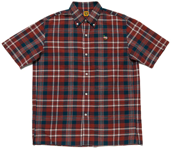 human-made-ss-21-plaid-short-sleeve-shirt-with-duck-logo-embroidery-unisex-hm-21-sh-010