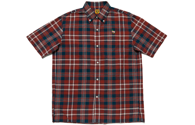 Order HUMAN MADE SS21 Plaid Short Sleeve Shirt with Duck Logo Embroidery Unisex HM21SH010