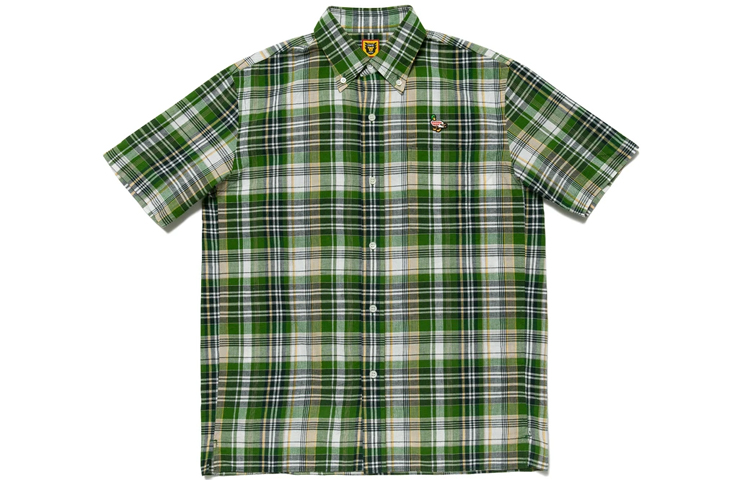 Details for HUMAN MADE SS21 Plaid Short Sleeve Shirt with Duck Logo Embroidery Unisex HM21SH010