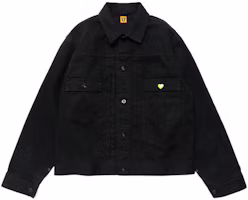Order HUMAN MADE SS22 AI Robot联名ASAP Rocky心形印花黑色牛仔夹克男女款 XX23JK008