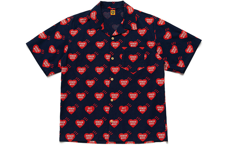 Shop HUMAN MADE SS22 All-Over Heart Logo Short Sleeve Shirt Unisex. HM23SH012
