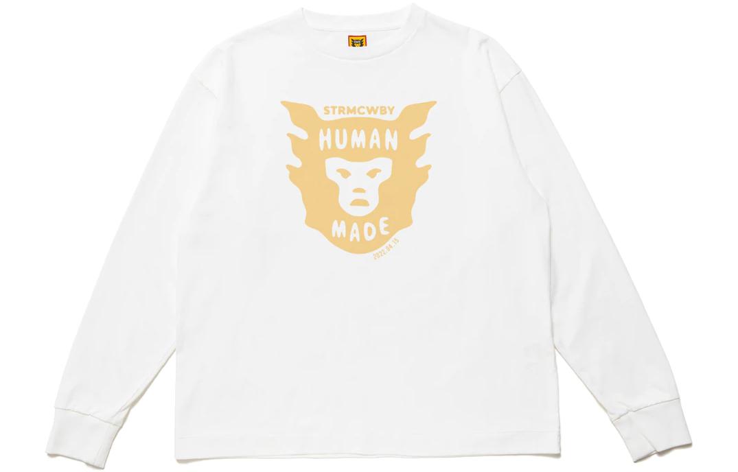 Human Made SS22 Cartoon Ape Head Cotton Pullover Sweatshirt White Mens HM23CS0415