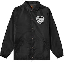 HUMAN MADE SS22 Heart Logo Black Polo Collar Jacket for Men HM23JK011 HUMAN MADE SS22 Heart Logo Black Polo Collar Jacket for Men HM23JK011
