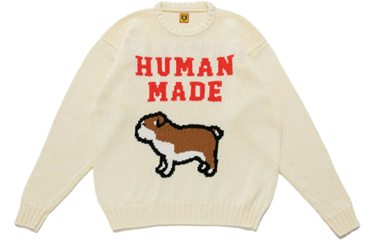 HUMAN MADE SS22 Logo Dog Crewneck Knit Sweater Unisex. HM23CS001