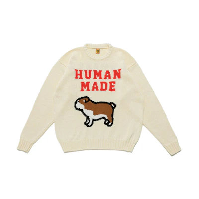 HUMAN MADE SS22 Logo Dog Crewneck Knit Sweater Unisex. HM23CS001