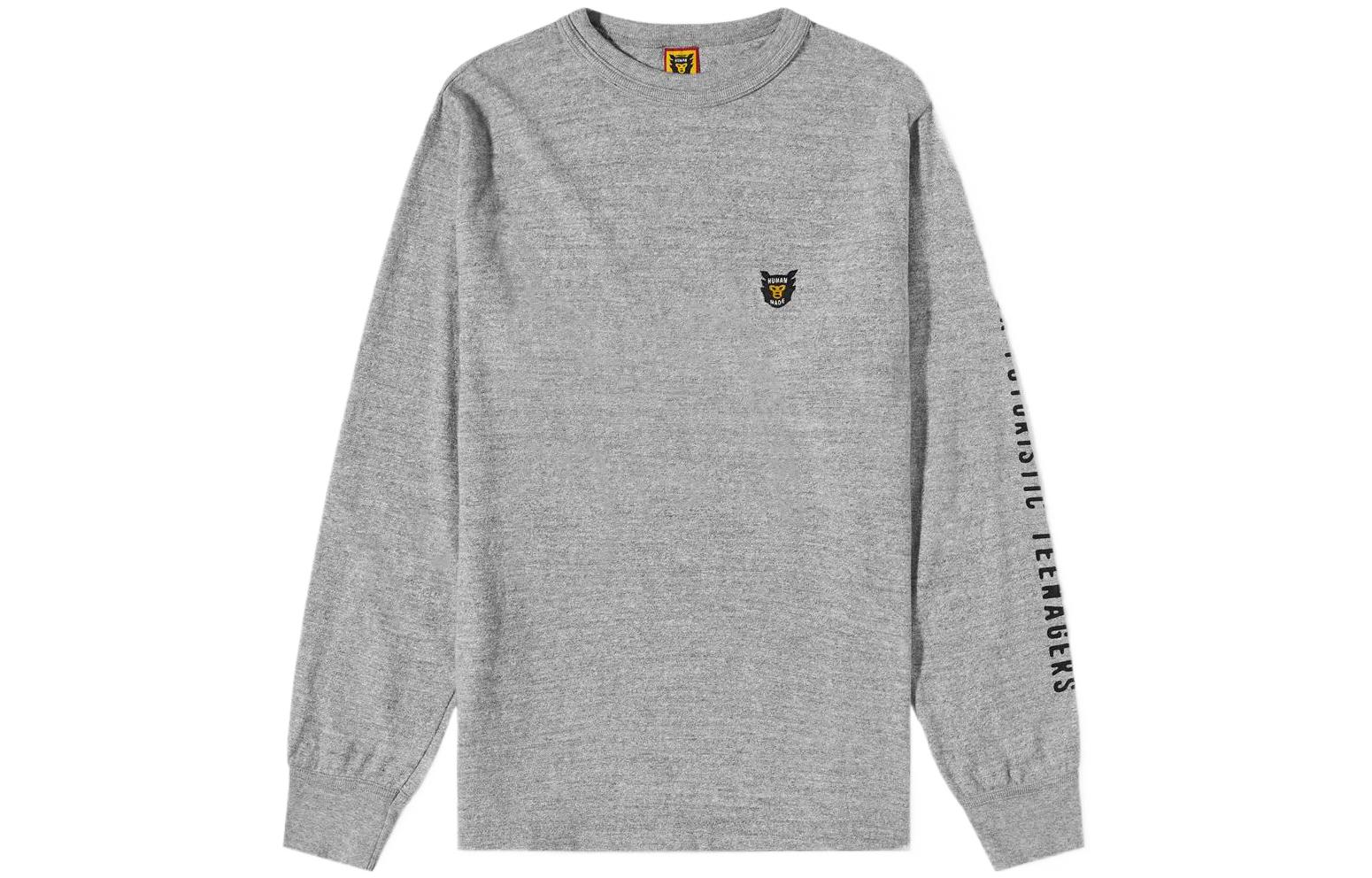 Human Made SS22 Logo Embroidered Pullover Sweatshirt Grey Mens HM23CS016