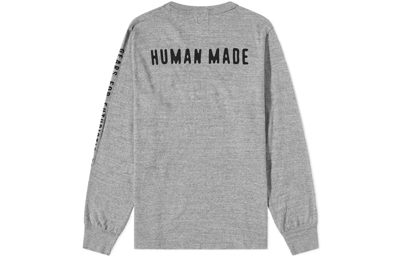 Lookbook 휴먼메이드 SS22 로고 자수 풀오버 스웨트셔츠 그레이 남성용 HM23CS016