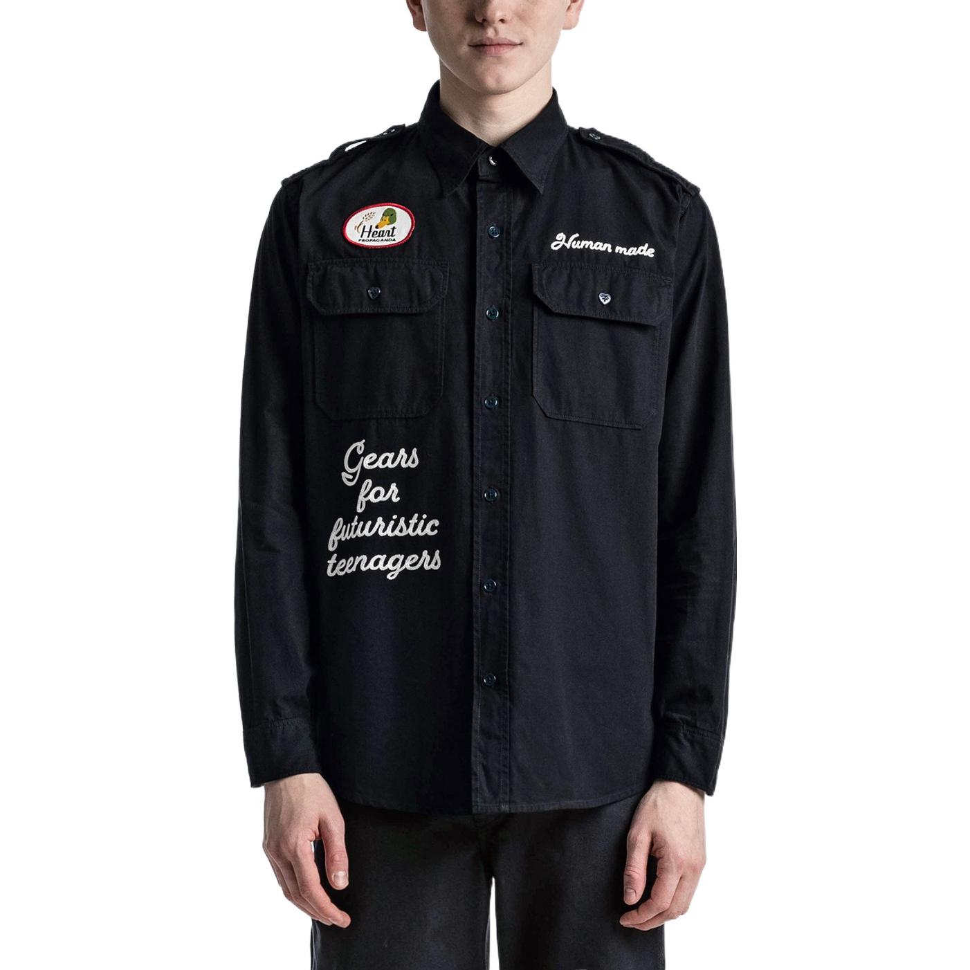 Shop Camiseta de Manga Larga HUMAN MADE SS22 Logo Slogan Azul Marino. HM23SH002-NAVY