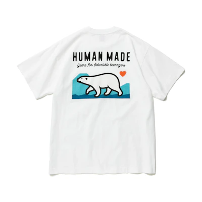 HUMAN MADE SS22 Pocket T-Shirt Cartoon Bear Print Crewneck Unisex Tee. HM23CS039