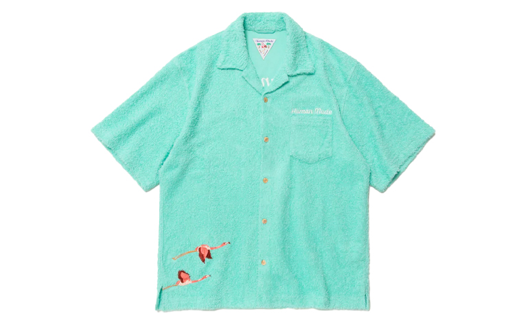 Shop HUMAN MADE SS22 Unisex Short Sleeve Button-Up Shirt with Collar. HM23SH019