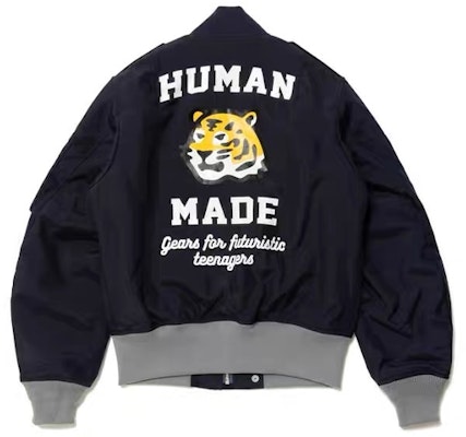 HUMAN MADE SS22 Jaket Varsity Satin Motif Harimau Yokosuka Bomber HM23JK002 Lookbook HUMAN MADE SS22 Jaket Varsity Satin Motif Harimau Yokosuka Bomber HM23JK002