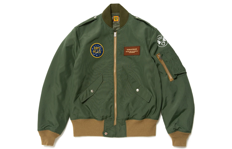 Shop HUMAN MADE SS22 Jaket Varsity Satin Motif Harimau Yokosuka Bomber HM23JK002