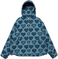 HUMAN MADE SS23 All-Over Heart Print Zip Jacket Unisex Blue HM25JK025 HUMAN MADE SS23 All-Over Heart Print Zip Jacket Unisex Blue HM25JK025