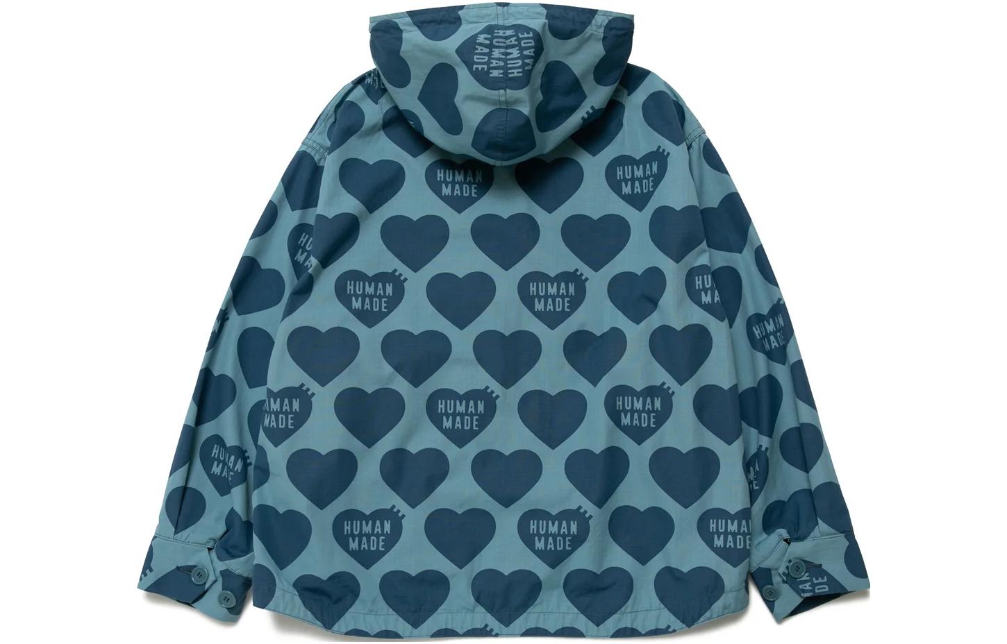 Lookbook HUMAN MADE SS23 Jaket Zip Cetakan Hati Unisex Biru HM25JK025