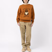 Shop HUMAN MADE SS23 熊標誌長袖圓領衫 男女同款 長袖T恤 HM25CS012