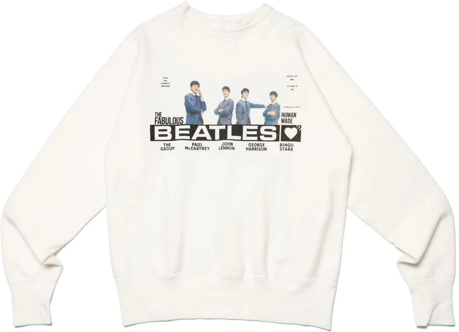 human-made-ss-23-beatles-logo-graphic-crewneck-sweatshirt-unisex-white-hm-25-cs-014